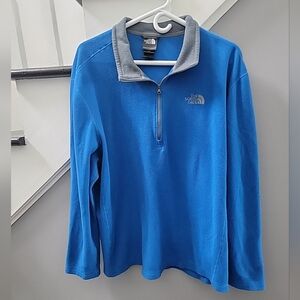 The North Face Jacket Men's XXL Fleece 1/4 Zip Pullover Long Sleeve Blue Gray